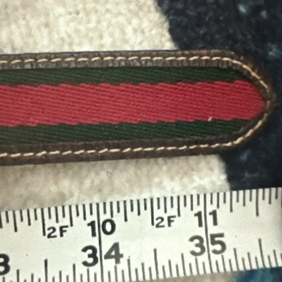 Gucci Vintage Sherry Line Green/Red Belt 35 UNISEX *Belt  display picture 3